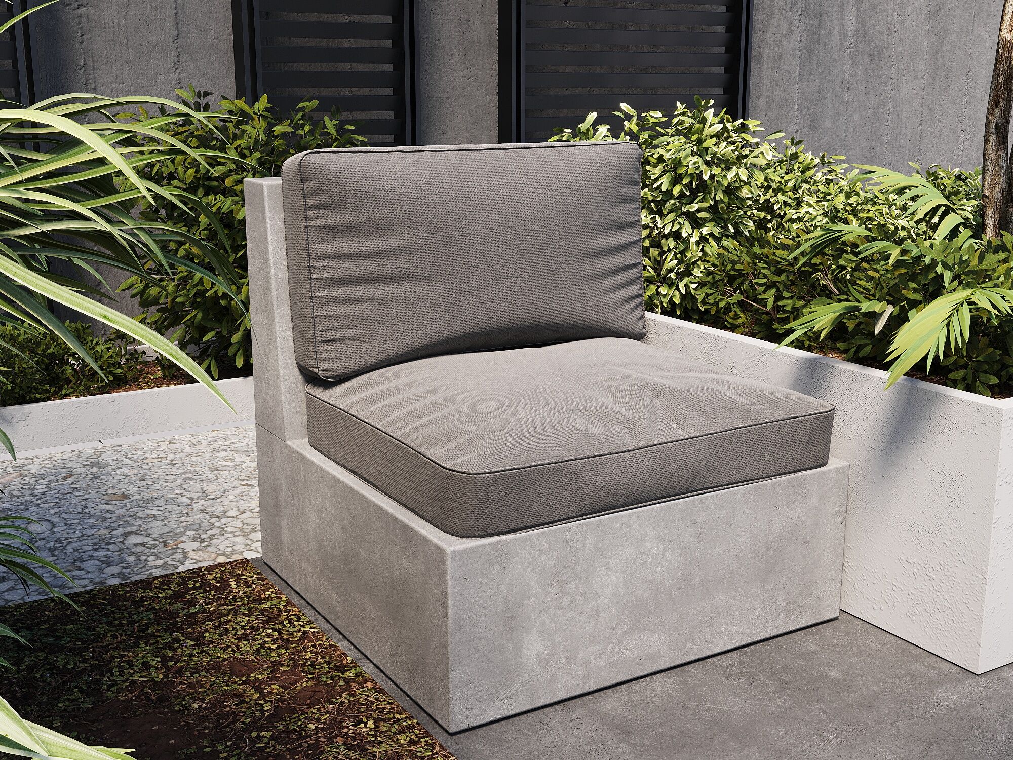 Мебель уличная садовая бетонная кресло 800x720x800