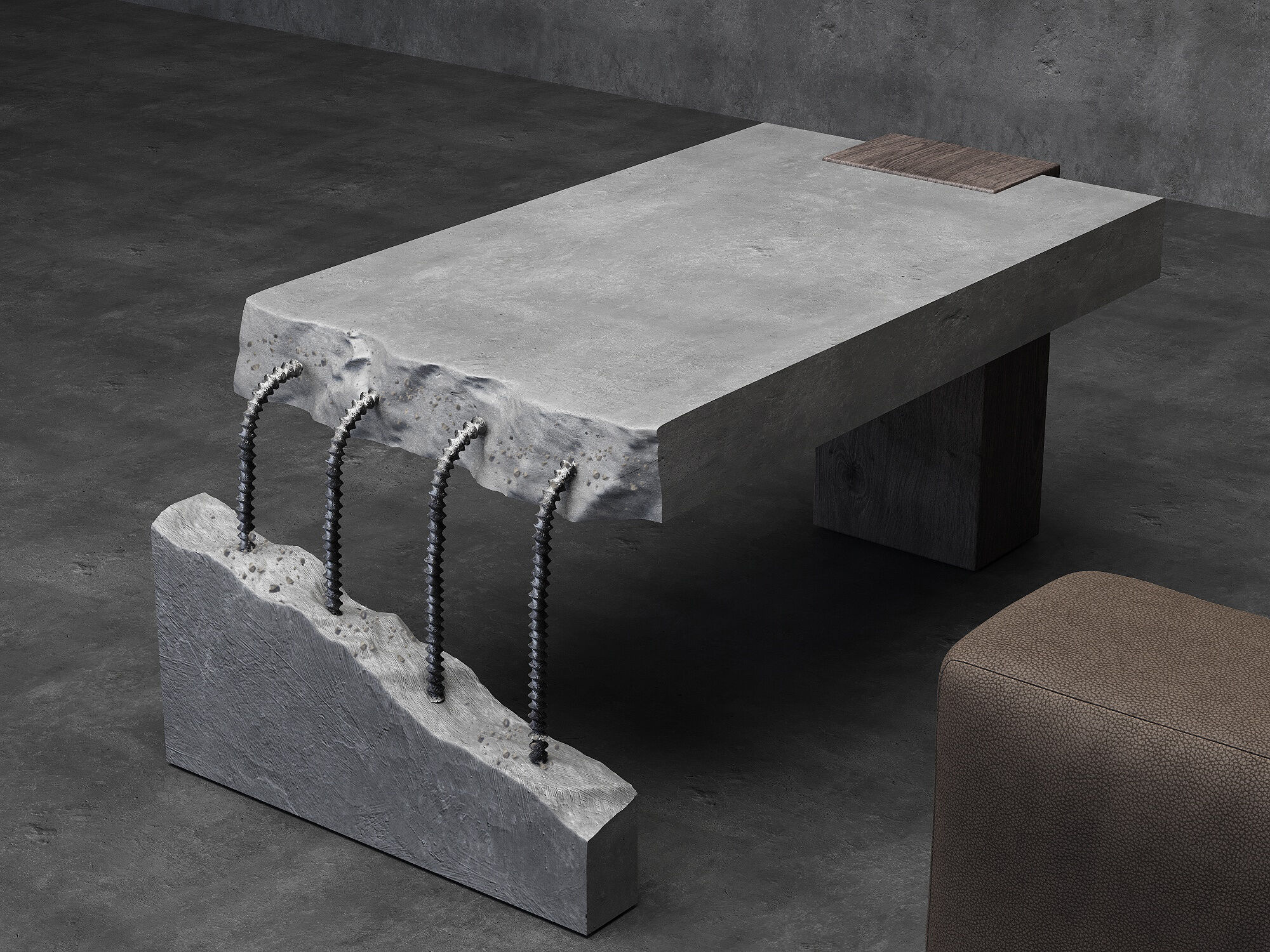 Стол бетонный армированный стальной каркас 1000x500x500 мм