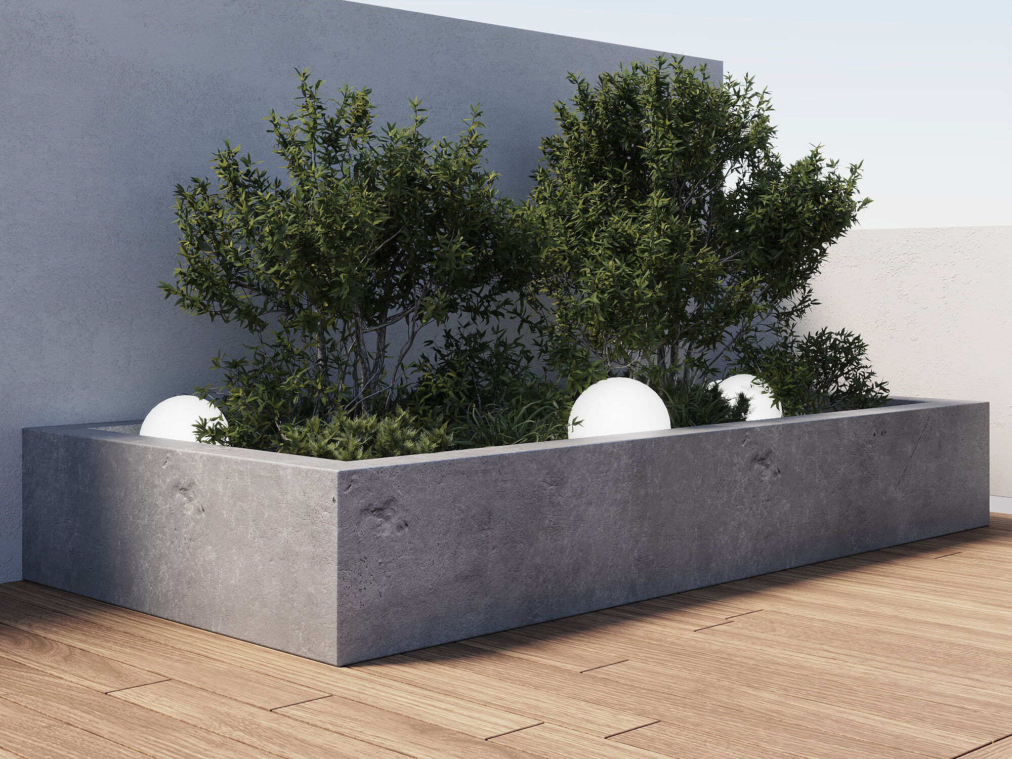 Клумба бетонная прямоугольная садовая уличная 2000x300x100 мм