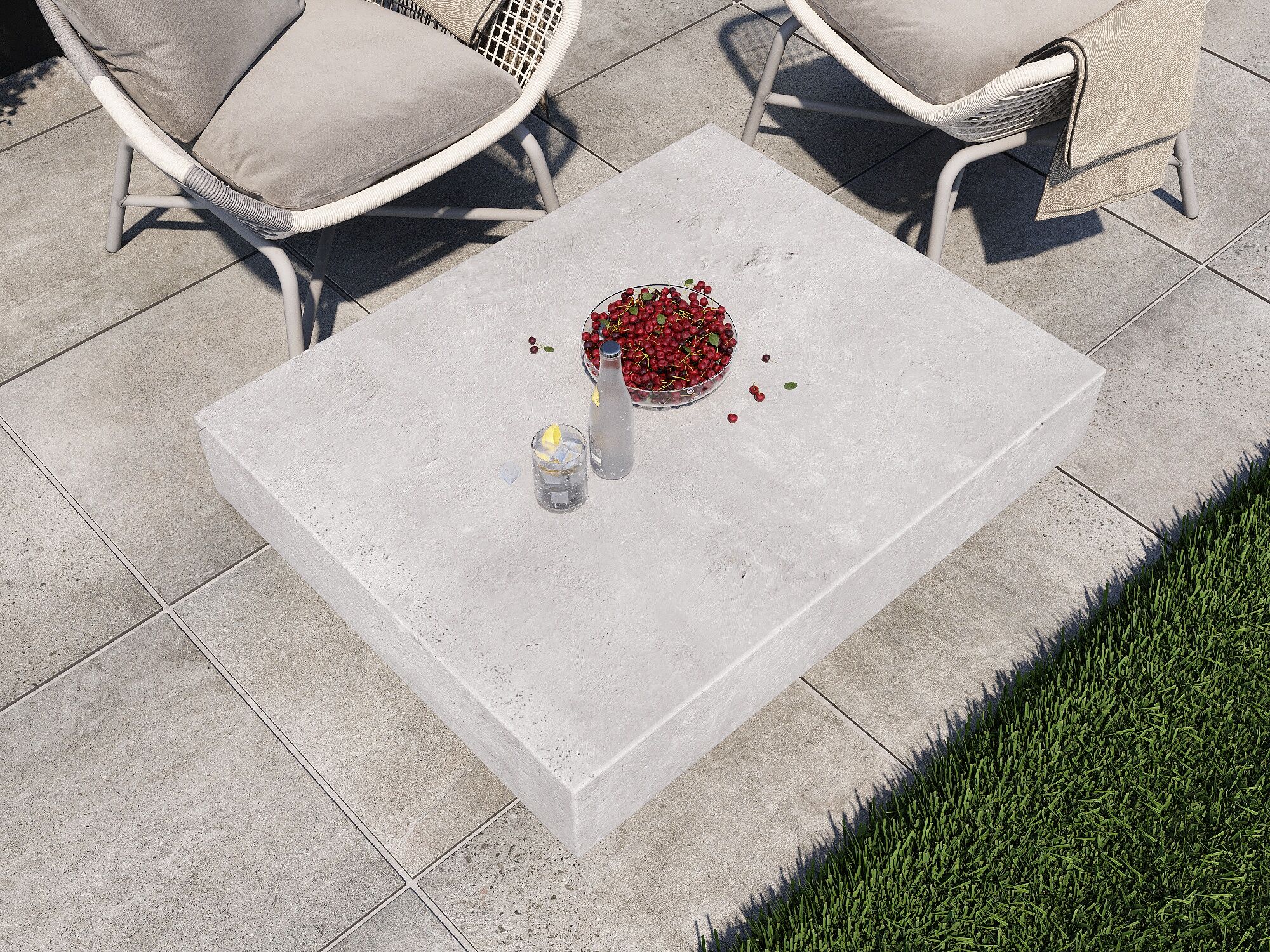Мебель бетонная садовая стол диванный 1000x360x800 мм