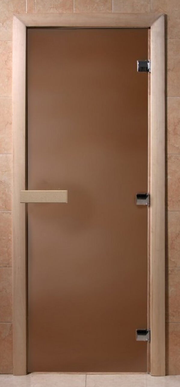 Дверь для сауны "Теплая ночь" 1900х700 (8 мм, бронза матовая, коробка осина) АрхЛес
