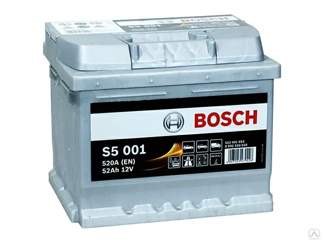 Аккумулятор бош обратная полярность. Bosch s5 52ач. 6ст-52.